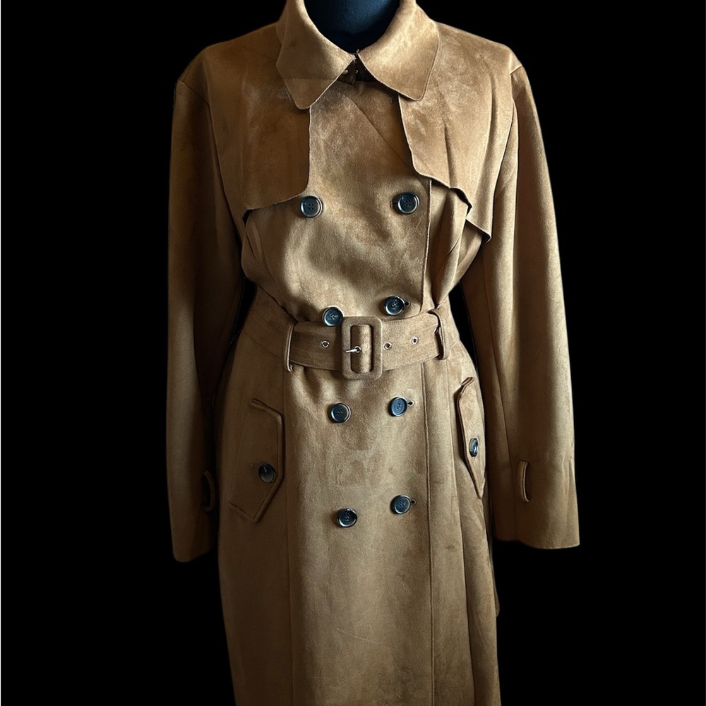 New York and Company Chic Brown Trench Coat EUC Size XL - Picture 3 of 14